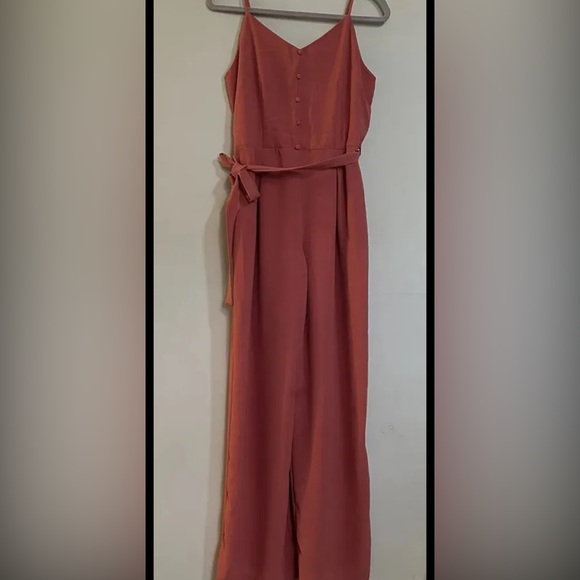 Monteau Pants & Jumpsuits Monteau Los Angeles Jumpsuit Pantsuit Rose Pink Belted Back Zip